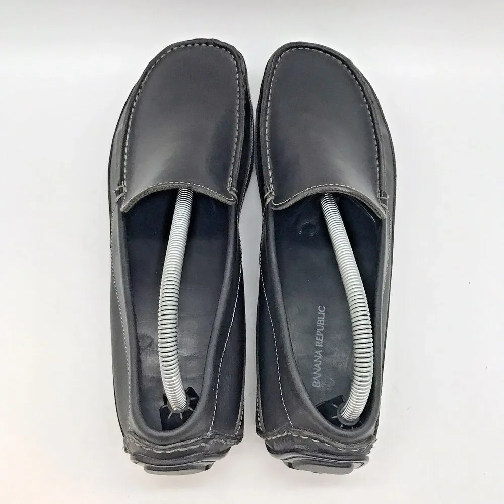 Banana Republic Black Leather Driving Loafers Men's 10.5D Casual Classic Shoes
